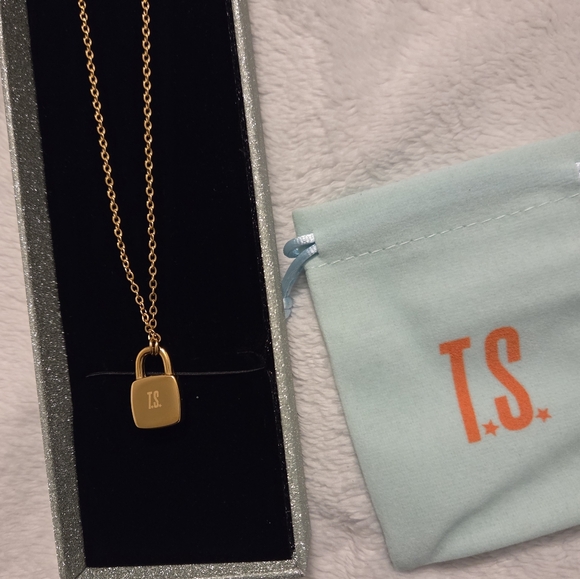 Taylor Swift New The Life of a Showgirl Opalite Gold Tone Lock Necklace TLOAS - Picture 4 of 4